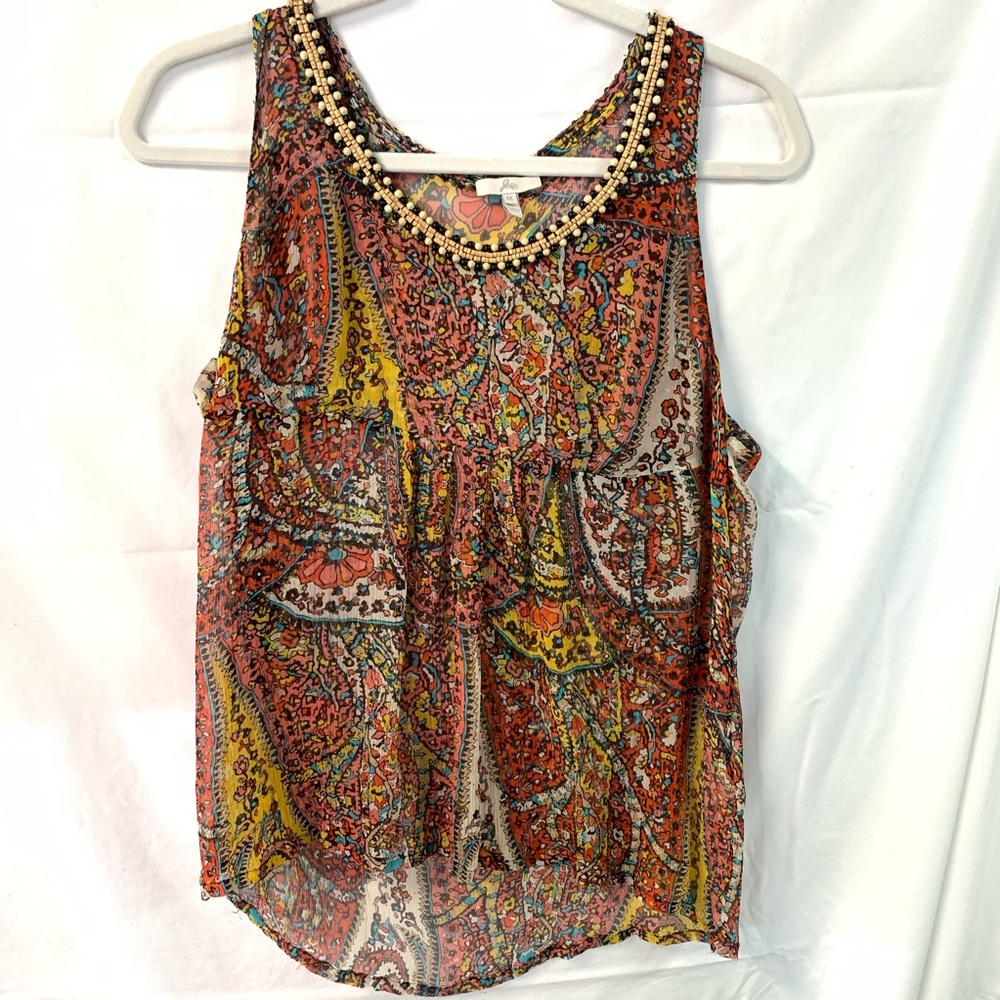 JOIE Silk Chiffon Semi-Sheer Tank, M - Picture 1 of 11